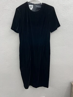 Womens Leslie Fay Dresses Black Velvet Short Sleeve Dress Size 12 - Image 1 of 4