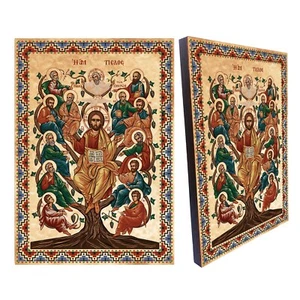 Tree Of Life Ampelos Christian Orthodox Icon, canvas print on wood, - Picture 1 of 6