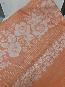NWT Vintage 80s Russian 100% Linen Coral White Square Tablecloth 150x150cm