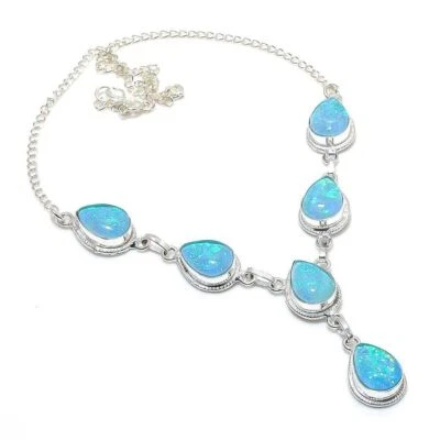 Collana australiana tripletta opale pietra preziosa argento 925 fatta a... - Immagine 1 di 3