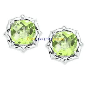 Natural Lemon Quartz Gemstones with 925 Sterling Silver Cufflinks For Men's #989 - Picture 1 of 3