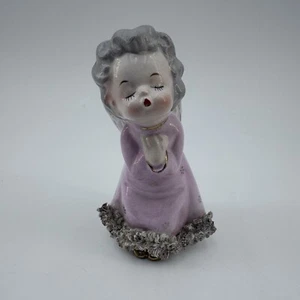 Vintage Ceramic Kissing Angel, In Pink Gown w/ Gold Spaghetti Trim & Shoes - Picture 1 of 16