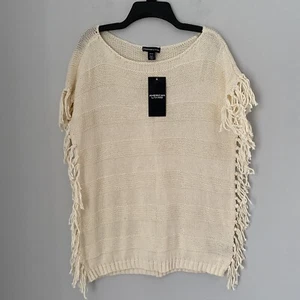 American Living Women’s Knit Round Neck Fringe Cap Sleeve Sweater size M - Picture 1 of 3