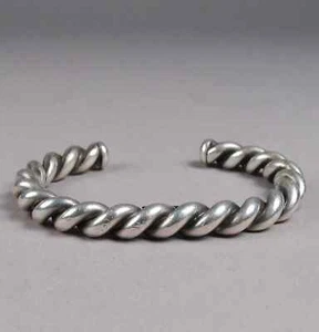 Solid 925 Sterling Silver Cuff Bracelet Adjustable Twisted Chunky Bracelets - Picture 1 of 5