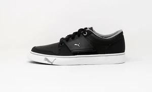 Puma El Ace 2 Jr Black Faux Leather Big Kids Youths Girls Boys Shoes Sneakers - Picture 1 of 6