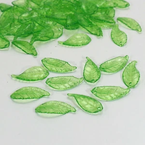 200 Transparent Green Acrylic Leaves Beads Charm 21X10mm Sewing Craft DIY - Picture 1 of 7