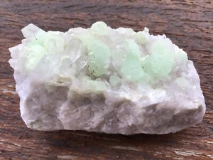 Apple Green Prehnite On Quartz with Babingtonite - Picture 1 of 12