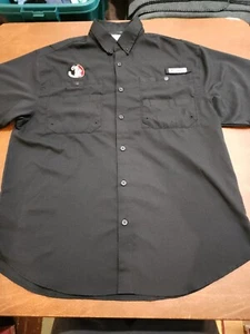 Columbia PFG Men's MEDIUM FSU Seminoles S/S Vented Button Up Shirt BLACK. RB4 - Picture 1 of 9