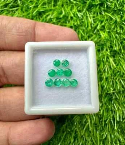 Natural Zambian Emerald 3 To 3.5MM Round Cut Loose Gemstone 9Pcs Lot #E7 - Picture 1 of 5
