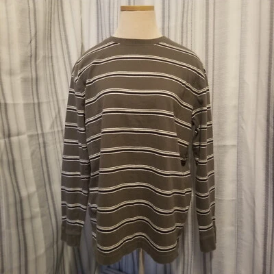 Cherokee Long Sleeve Pullover Sweater 100% Cotton Gray Stiped - Mens Size XL - Image 1 of 4