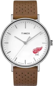 Womens Timex Detroit Red Wings Watch Bright Whites Leather - Picture 1 of 6