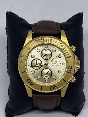 Invicta Pro Diver 1774 Men's Brown Leather Analog Dial Quartz Wrist Watch RQ591 - Image 1 of 4