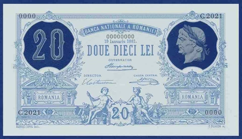 ROMANIA - 20 Lei 2021 - similar 1881 but from POLYMER - Comm in FOLDER - UNC Cover