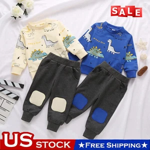 2PCS Toddler Kids Baby Boys Dinosaur Sport Tracksuits Outfit Clothing Sets - Picture 1 of 25
