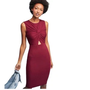 Anthropologie Bailey 44 Sleeveless Maroon Twist Front Bodycon Dress Women’s M - Picture 1 of 6