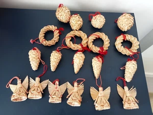 Vintage Straw Hand Woven Straw Christmas Tree Decorations Corn Dolly Ornaments - Picture 1 of 4