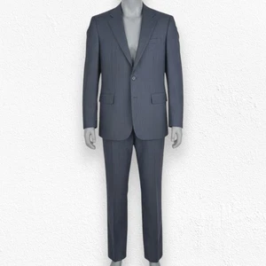 Vintage 80s Geoffrey Beene Gray Wool Pinstripe Suit USA Made Blazer Set Size 40R - Picture 1 of 12