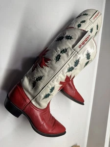 Acme 1995 Navidad flores de pascua edición limitada 56/1200 Mujer Rojo botas vaqueras 6,5 M - Imagen 1 de 15
