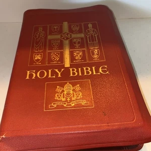 Vintage The Catholic Press, Inc Holy Bible Papal Edition Red Leather 1954 - Imagen 1 de 12