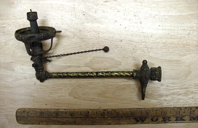 Antique Victorian Unbranded Twisted Brass Gas Wall Sconce,8-7/8" OAL,4-3/4" OAH - Image 1 of 4