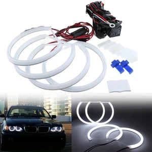 For BMW E46 M3 3 5 Series Cotton LED Angel Eyes Halo Ring Bright White 4Pc 131mm - Picture 1 of 9