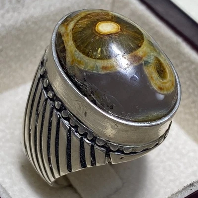Anillo de plata de ley 925 para hombre natural yemení sulaimani ágata aqeeq عقيق داودي Foto 1 de 4