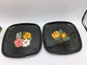 Juego de 2 platos de bar de flores hawaianas Couroc - Imagen 1 de 6