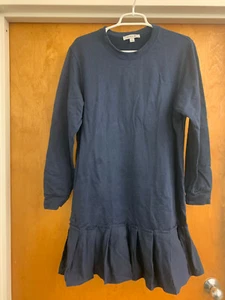 Lacoste Kids Navy Blue Cotton Knit Dress Low Waisted With Pleats Size XL - Picture 1 of 7
