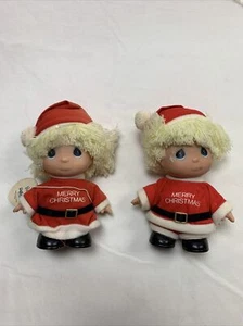Par de figuras de muñecas Santa Feliz Navidad 1988 ENESCO PRECIOSOS MOMENTOS HI BABIES - Imagen 1 de 10