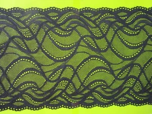 Elegante Black Tip Nichtelastisch Trims Lace 17cm Wide Mode N - Picture 1 of 2