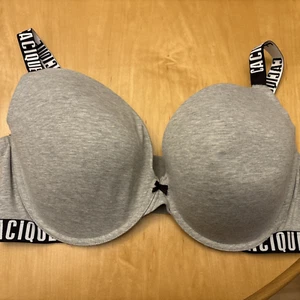 Cacique Boost Plunge gray Cotton Padded Underwire bra Lane Bryant 44F - Picture 1 of 4