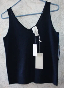 JOIE 2-Ply 100% Cashmere Knit Vest Size Large NAVY BLUE Sleeveless V-neck NWT - Picture 1 of 1