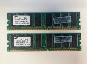 (2x 256MB) Samsung PC-2700U DDR-333 CL2.5 DIMM RAM M368L3223FTN-CB3 305957-041 ~ - Picture 1 of 3
