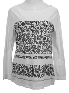 Pullover Old Navy para mujer pequeño manga larga floral blanco negro - Imagen 1 de 4