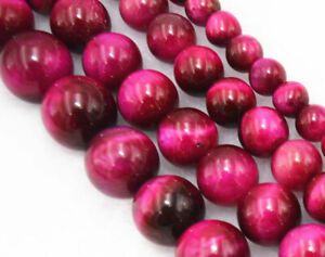 6/8/10/12/14mm Natural Rose Red Tigers Eye Round Gemstone Loose Beads 15'' AAA++