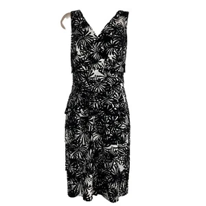 London Times Dress Women's Petites 10P Sleeveless V Neck Tiered Sheath Stretch - Picture 1 of 10