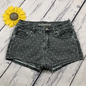DOLLHOUSE High Rise Jean Mini Shorts Womens Sz 2 Stretch Cross Gray Denim gt3602 - Picture 1 of 5