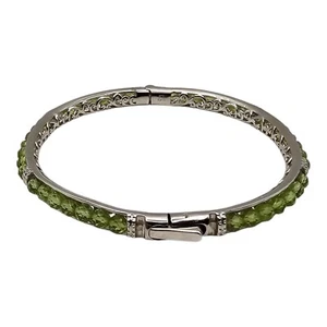 STS Karis facettierte Peridot Stein Manschette silberfarben Armband - Bild 1 von 6