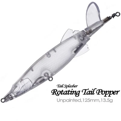 10PCS 12.5cm 13.5g Rotating Tail Topwater Unpainted Blank Fishing Lure model - Image 1 of 4