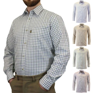 Mens Game Tattersall One Pocket Casual Long Sleeve Collared Check Shirt - Picture 1 of 10