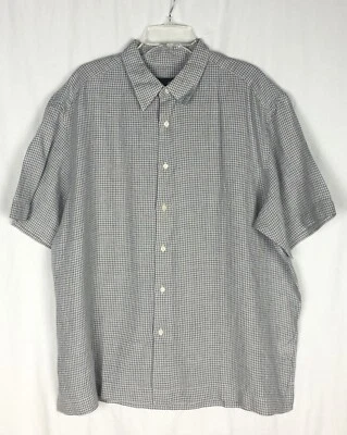 Eddie Bauer Men's XL 100% Linen Gray Check Short Sleeve Button-Front Shirt - Image 1 of 4