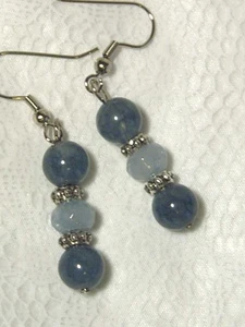 CYNTHIA LYNN SILVER PLATED LONDON BLUE TOPAZ BEADED DANGLE EARRINGS - Imagen 1 de 1