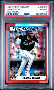 2025 Topps Chrome 1990 Topps James Wood #90CB15 PSA 8 - Picture 1 of 2