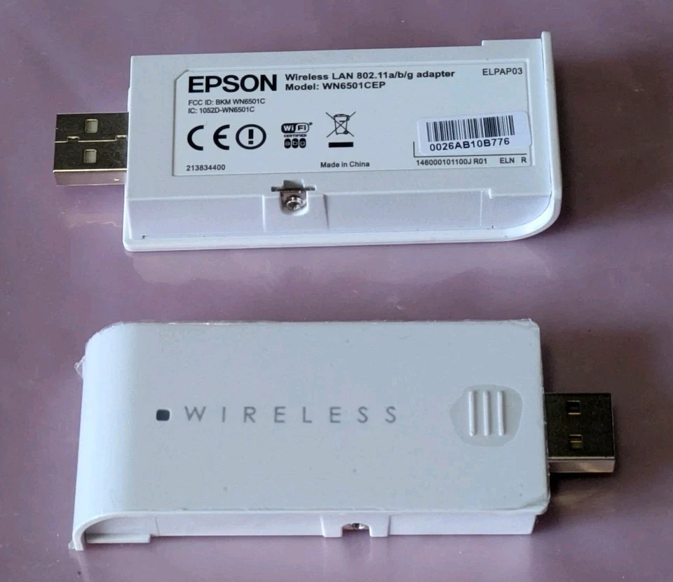 Epson Powerlite Proyector Inalámbrico LAN 802.11a/b/g Adaptador USB WN6501CEP ELPAP03 Foto 1 de 1