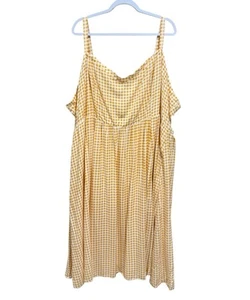 NWT Torrid Yellow Midi Challis Skater Dress Women's Size 6X Gingham Smocked NEW - Picture 1 of 13