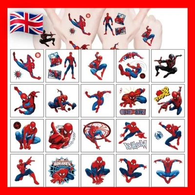 NUEVO 🕷 20 tatuajes temporales temáticos de Spiderman 🇬🇧 rellenos de bolsas de fiesta para niños Marvel Foto 1 de 4