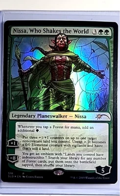 MTG Magic the Gathering Secret Lair Stained Glass Foil Nissa Who Shakes World - Image 1 of 2