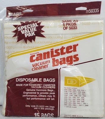 Sears Kenmore Canister Vacuum Cleaner Bags Style 20-50335 - Image 1 of 2