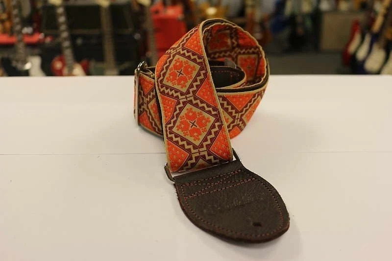 Correa de Guitarra Souldier Rústica Borgoña Naranja con Extremos de Cuero Marrón *Gratis... Foto 1 de 1