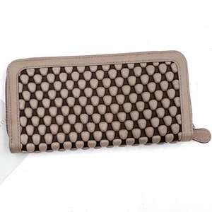 Tissa Fontaneda Wallet Nappa Bubble Lambskin Large Ash Grey Zip Around - Picture 1 of 9